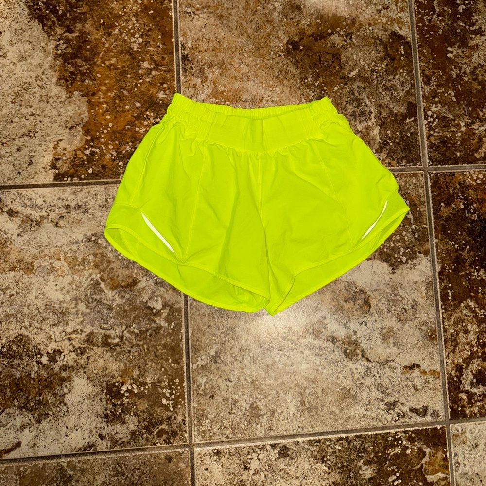 lululemon athletica Neon Yellow High-Waist Running Shorts